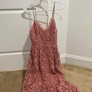 ASTR Pink Lace Midi Dress Size Medium